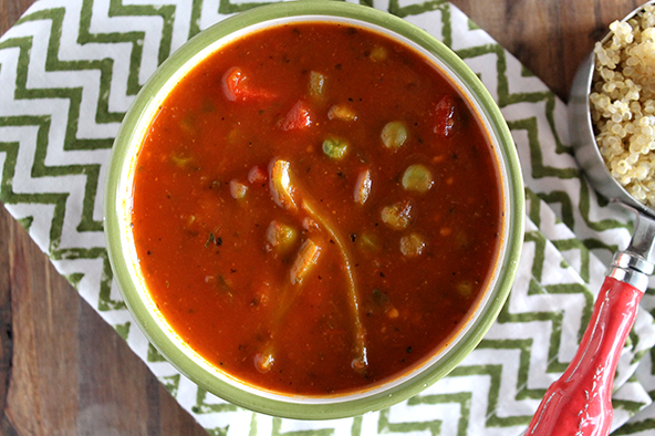 Roasted Red Pepper Quinoa and Lentil Soup
