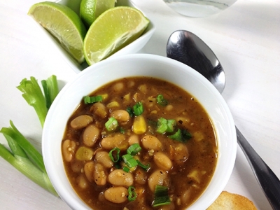 White Bean Chili with Peppers and Lime