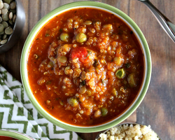 Roasted Red Pepper Quinoa and Lentil Soup