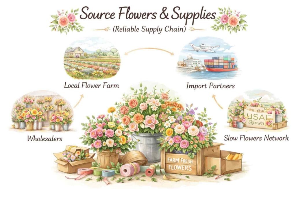 Source Flowers & Supplies (Reliable Supply Chain)
