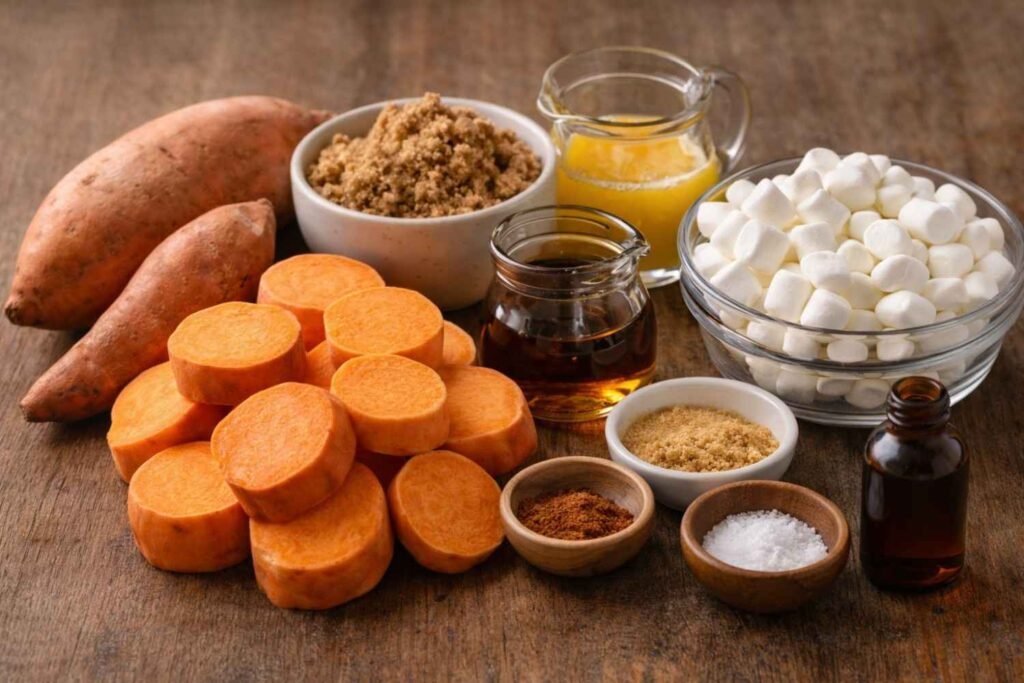 Ingredients for Canned yams with marshmallow